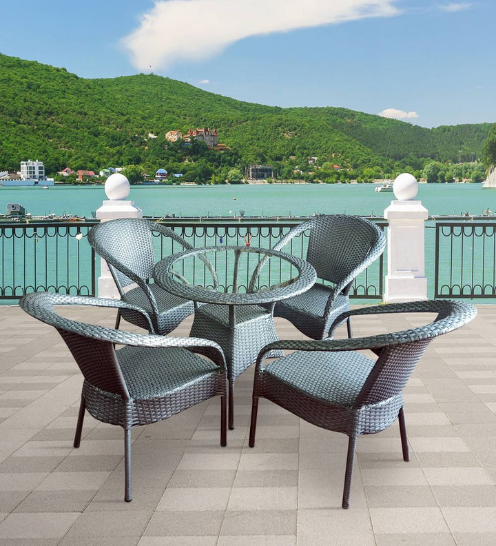 Virasat Mishka Outdoor Patio Seating Set 4 Chairs and 1 Table Set (Silver)