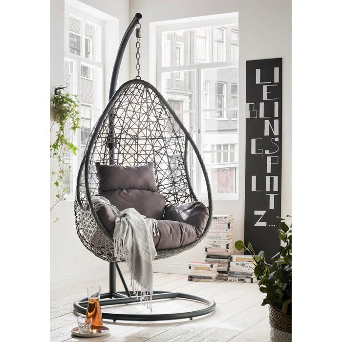 Virasat Edmondo Single Seater Hanging Swing With Stand For Balcony , Garden Swing (Dark Brown)