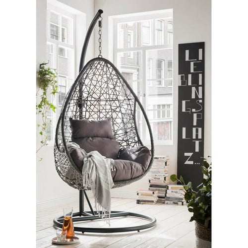 Virasat Single Seater Hanging Swing With Stand For Balcony, Garden Swing (Grey)-VIRASAT FURNITURE & FURNISHING