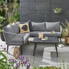 VIRASAT FURNITURE 6 SEATER L-SHAPE OUTDOOR ROPE CONVERSATION SOFA SET (GREY)