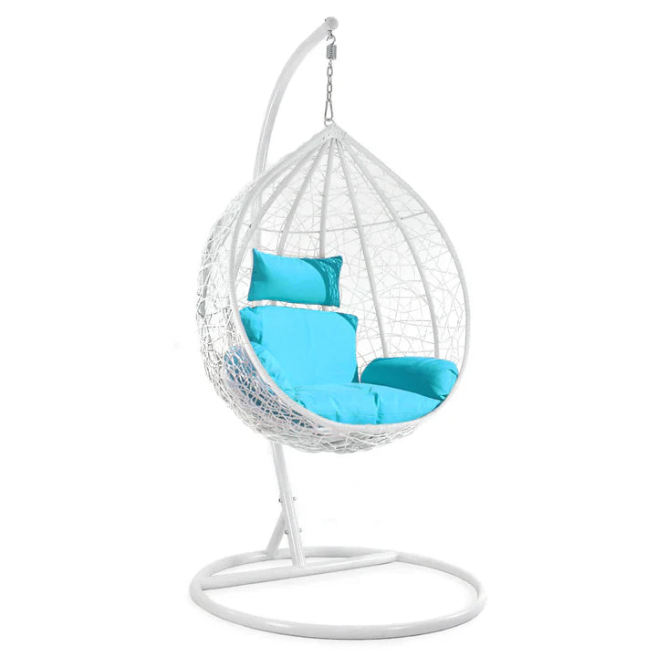 Virasat Single Seater Hanging Swing With Stand For Balcony, Garden Swing (White)-VIRASAT FURNITURE & FURNISHING
