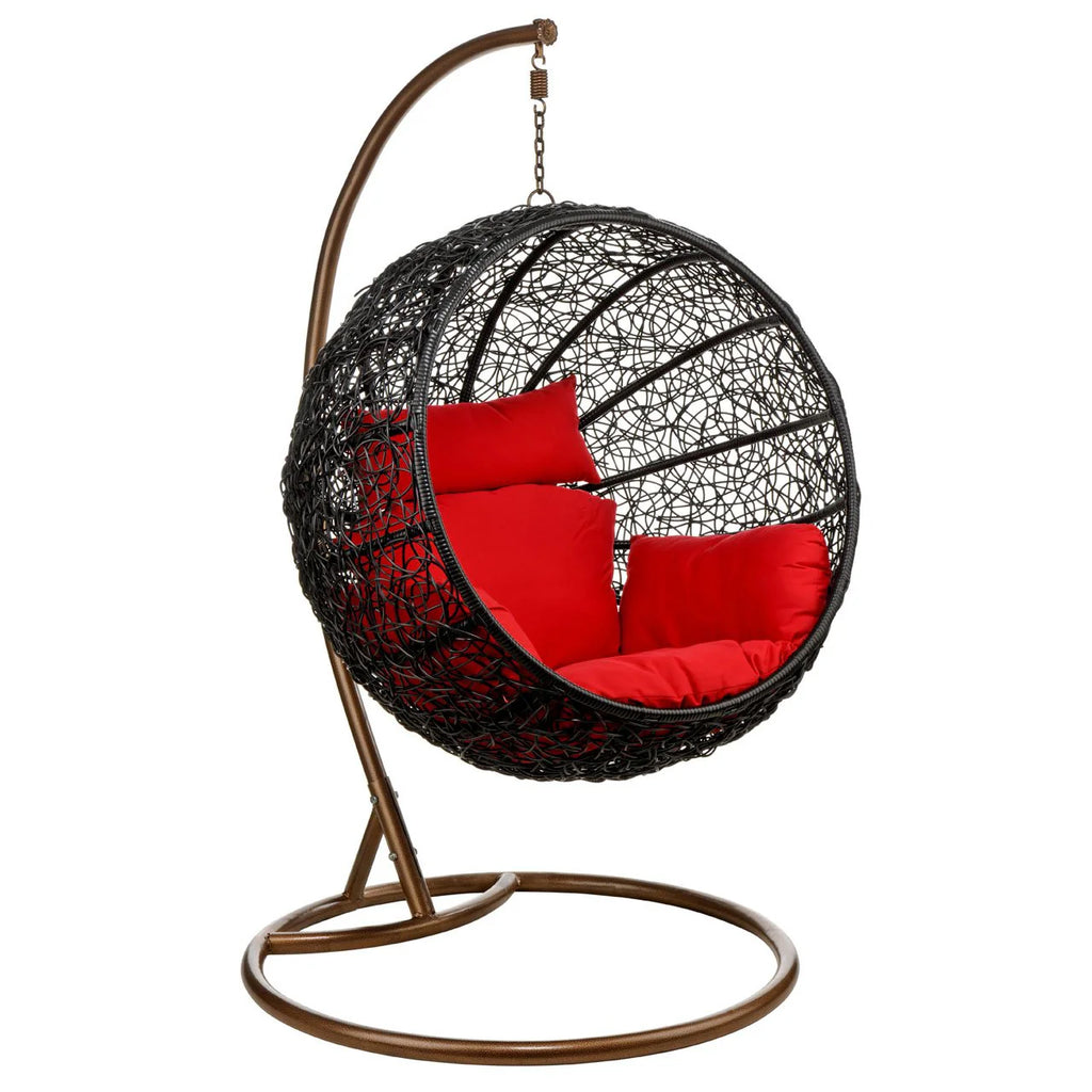 Virasat Single Seater Hanging Swing With Stand For Balcony, Garden Swing (Black)-VIRASAT FURNITURE & FURNISHING