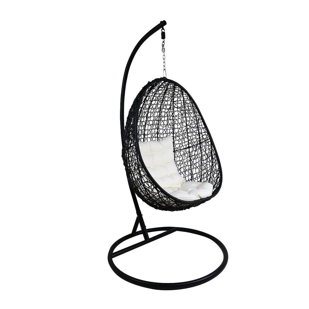 Virasat Single Seater Hanging Swing With Stand For Balcony, Garden Swing (Black)-VIRASAT FURNITURE & FURNISHING