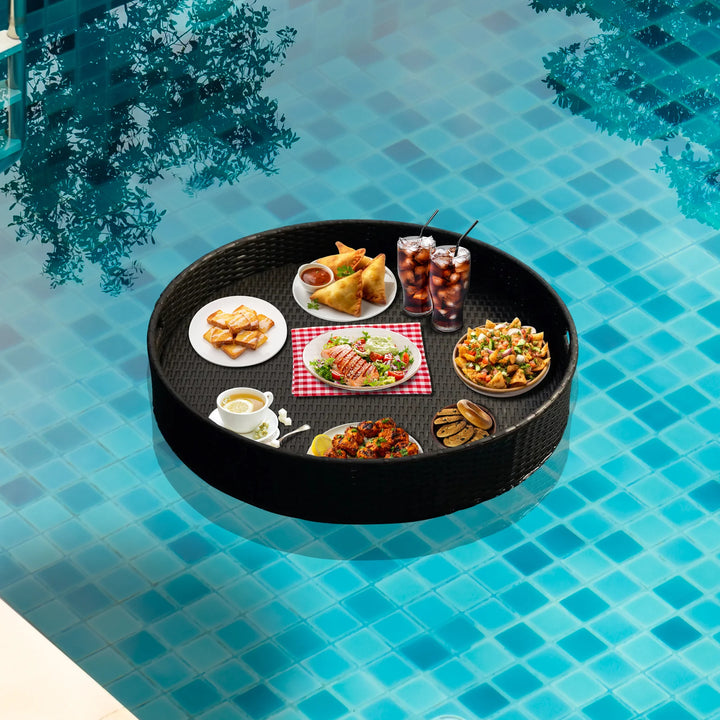 Virasat Enciso Luxury Floating Serving Tray For Swimming Pool - Brown ( Round )