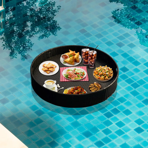 Virasat Luxury Floating Serving Tray For Swimming Pool - Brown ( Round)-VIRASAT FURNITURE & FURNISHING
