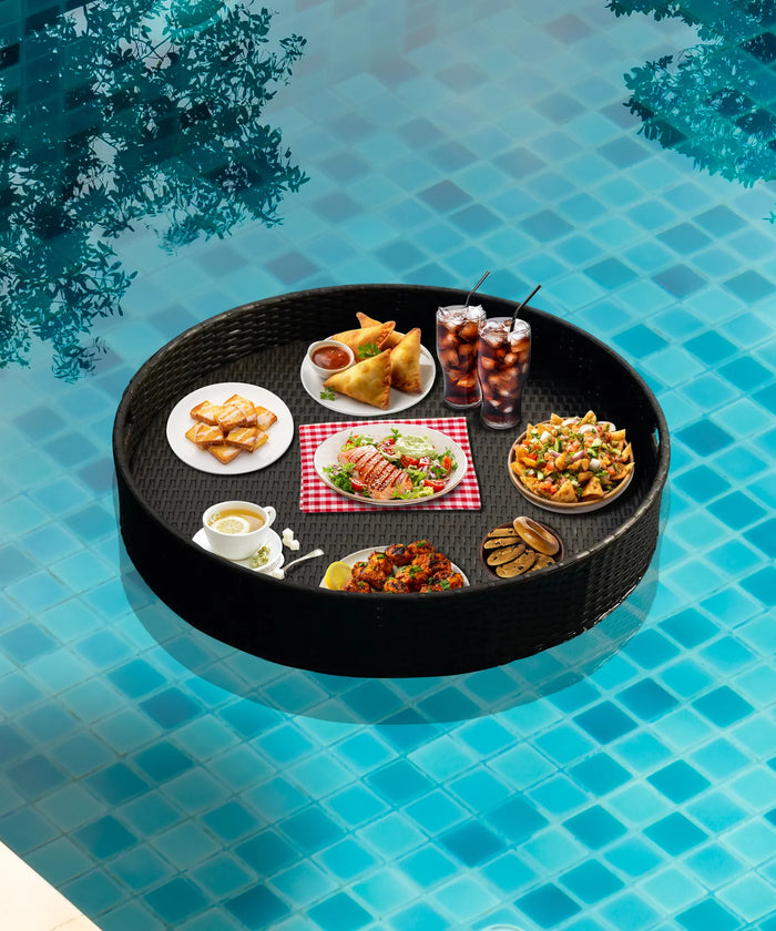 Virasat Luxury Floating Serving Tray For Swimming Pool - Brown ( Round)-VIRASAT FURNITURE & FURNISHING