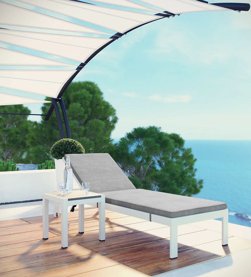 Virasat Outdoor Swimming Poolside Lounger With 1 Side Table White-VIRASAT FURNITURE & FURNISHING