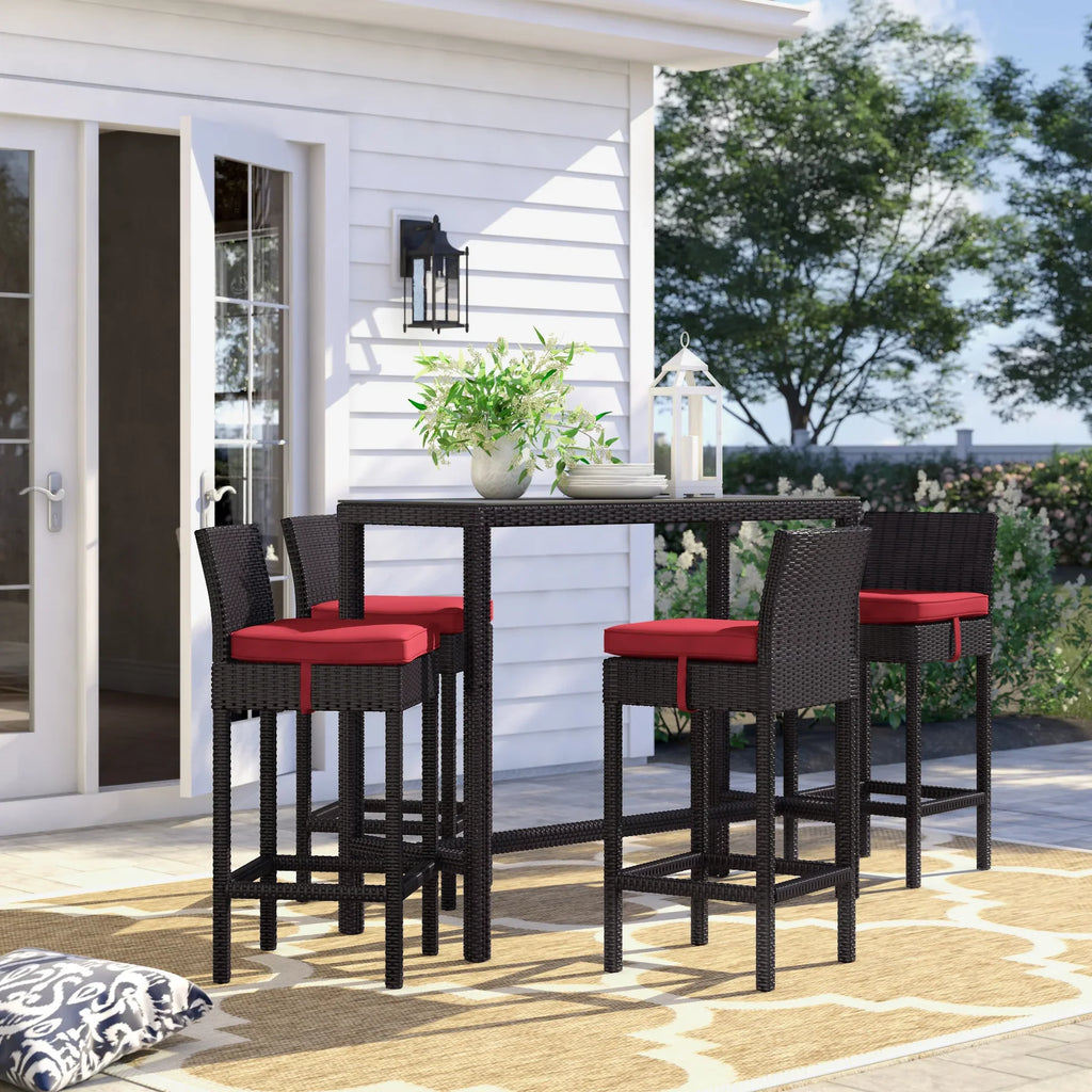 Virasat Outdoor Patio Bar Sets 4 Chairs and 1 Table (Dark Brown)-VIRASAT FURNITURE & FURNISHING