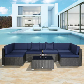 Virasat  Outdoor Patio Sofa Set 6 seater and 1 Center Table (Black)