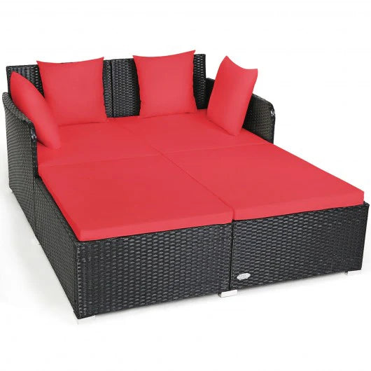 Virasat Maurizio Outdoor Poolside Sunbed With Cushion Daybed (Black)