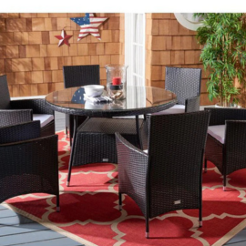 Virasat Outdoor Patio Dining Set 6 Chairs Table Black
