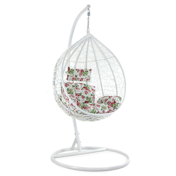 Virasat Faustino Single Seater Hanging Swing With Stand For Balcony , Garden Swing (White)