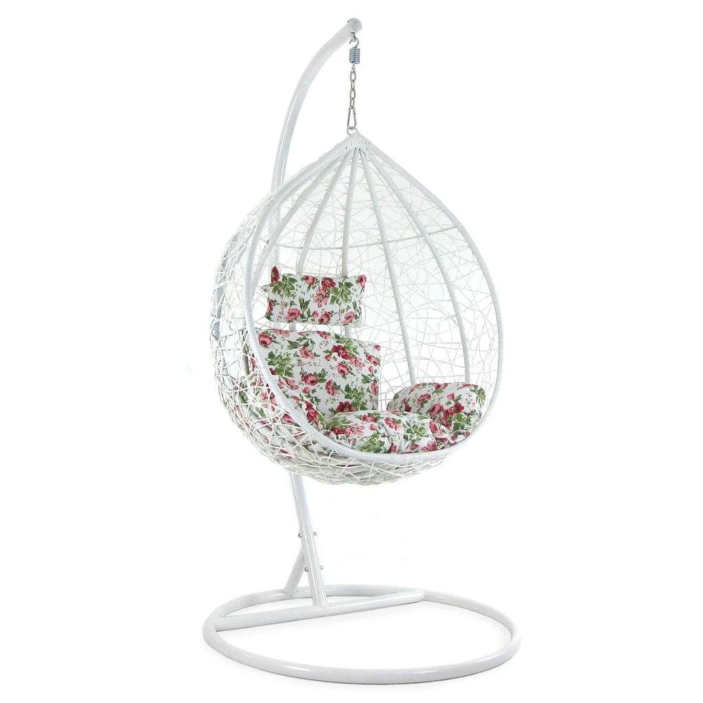 Virasat Single Seater Hanging Swing With Stand For Balcony, Garden Swing (White)-VIRASAT FURNITURE & FURNISHING