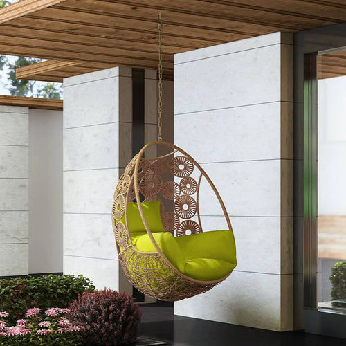 Virasat Single Seater Hanging Swing Without Stand For Balcony , Garden Swing (Honey)-VIRASAT FURNITURE & FURNISHING
