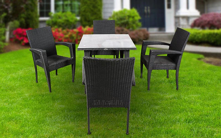 Virasat Brishti Outdoor Patio Seating Set 4 Chairs and 1 Table Set (Black)