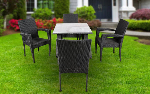 Virasat Outdoor Patio Seating Set 4 Chairs and 1 Table Set (Black)-VIRASAT FURNITURE & FURNISHING