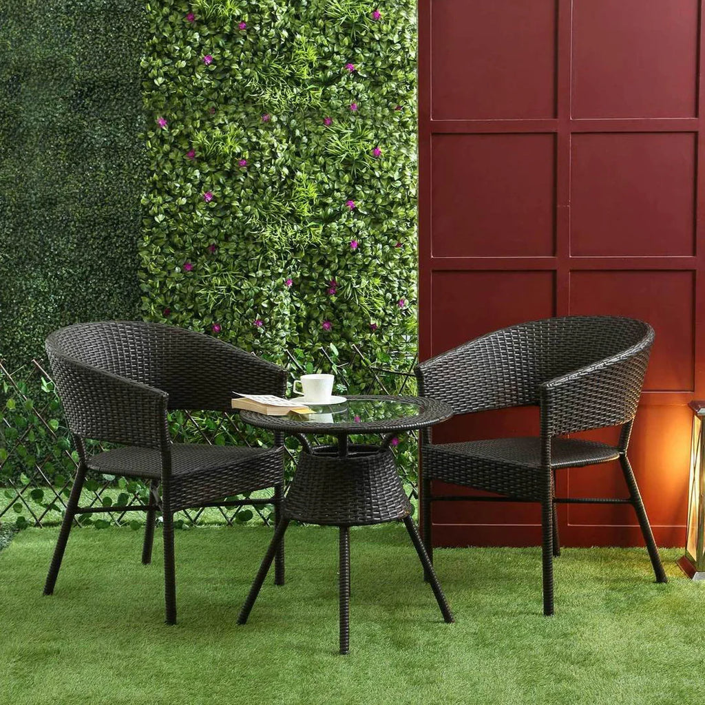 Virasat Outdoor Patio Seating Set 2 Chairs and 1 Table Set (Brown)-VIRASAT FURNITURE & FURNISHING