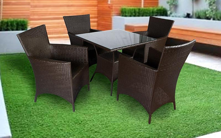 Virasat Kaddu Outdoor Patio Seating Set 4 Chairs and 1 Table Set (Dark Brown)