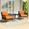 VIRASAT FURNITURE Outdoor 3-Piece All-Weather Rope Patio Set with Orange Cushions & Center Table