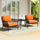 VIRASAT FURNITURE Outdoor 3-Piece All-Weather Rope Patio Set with Orange Cushions & Center Table