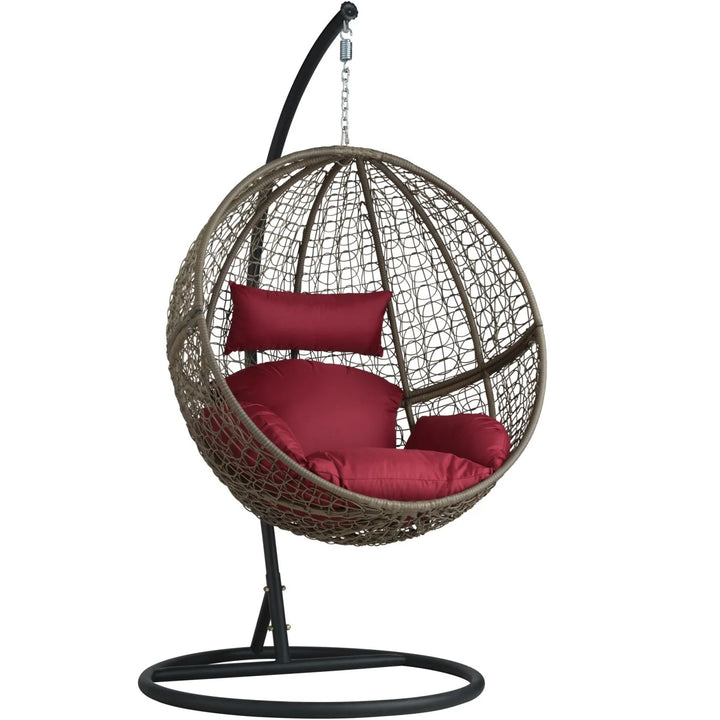 Virasat Orsino Single Seater Hanging Swing With Stand For Balcony , Garden Swing (Light Brown)