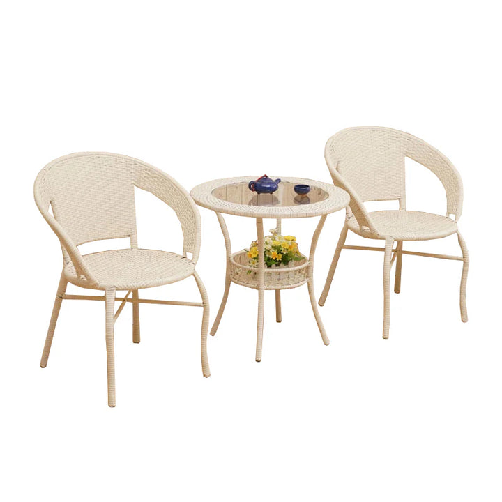 Virasat Prishu Outdoor Patio Seating Set 2 Chairs and 1 Table Set (Cream)