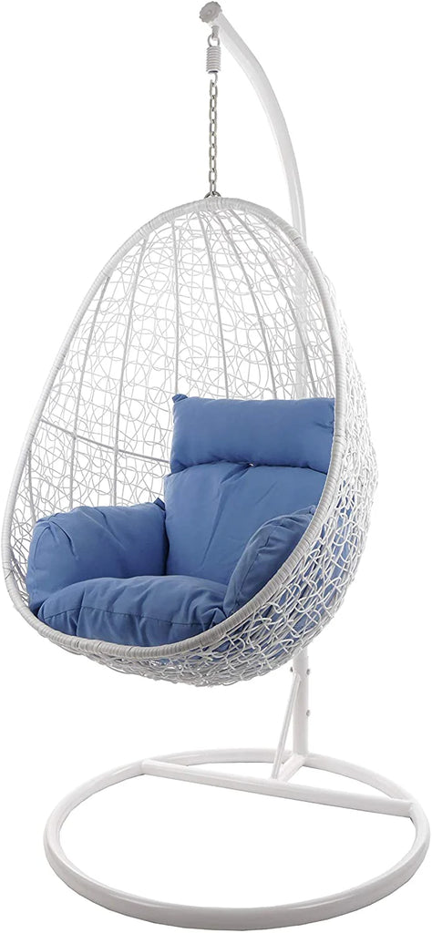Virasat Single Seater Hanging Swing With Stand For Balcony, Garden Swing (White)-VIRASAT FURNITURE & FURNISHING