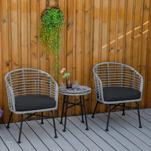 Virasat Outdoor Patio Seating Set 2 Chairs and 1 Table Set (Grey)-VIRASAT FURNITURE & FURNISHING