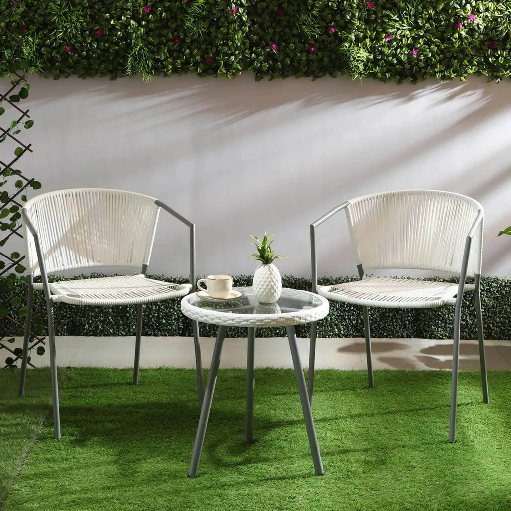 VIRASAT FURNITURE 3-Piece Outdoor White Wicker Patio Set