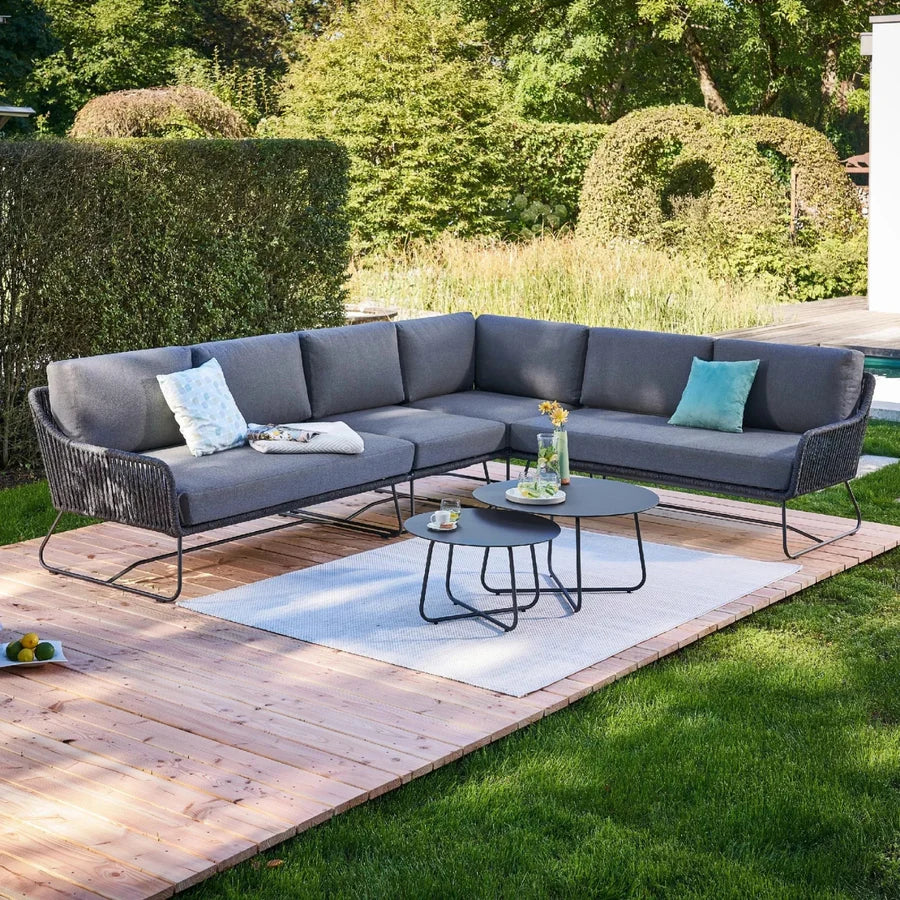 VIRASAT FURNITURE 6-SEATER L-SHAPE OUTDOOR ROPE SOFA SET (GREY)