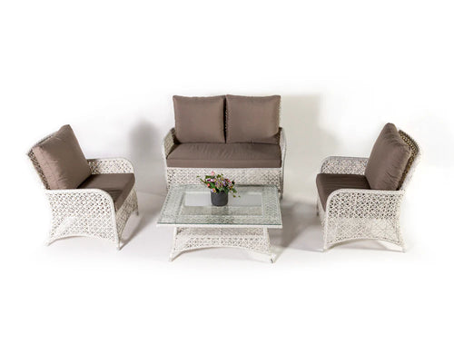 Virasat Outdoor Sofa Set 2 Seater, 2 Single Seater, and 1 Center Table (Beige + Brown)-VIRASAT FURNITURE & FURNISHING