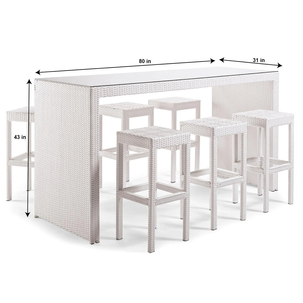 Virasat Outdoor Bar Sets 6 Chairs and 1 Table Patio Bar Set (White)-VIRASAT FURNITURE & FURNISHING