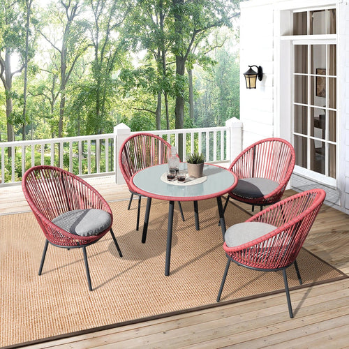 Virasat Patio Seating Set 4 Chairs and 1 Table Set (Light Red)-VIRASAT FURNITURE & FURNISHING
