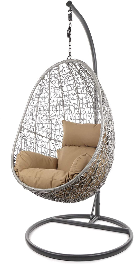 Virasat Single Seater Hanging Swing With Stand For Balcony , Garden Swing (Dark Grey)-VIRASAT FURNITURE & FURNISHING