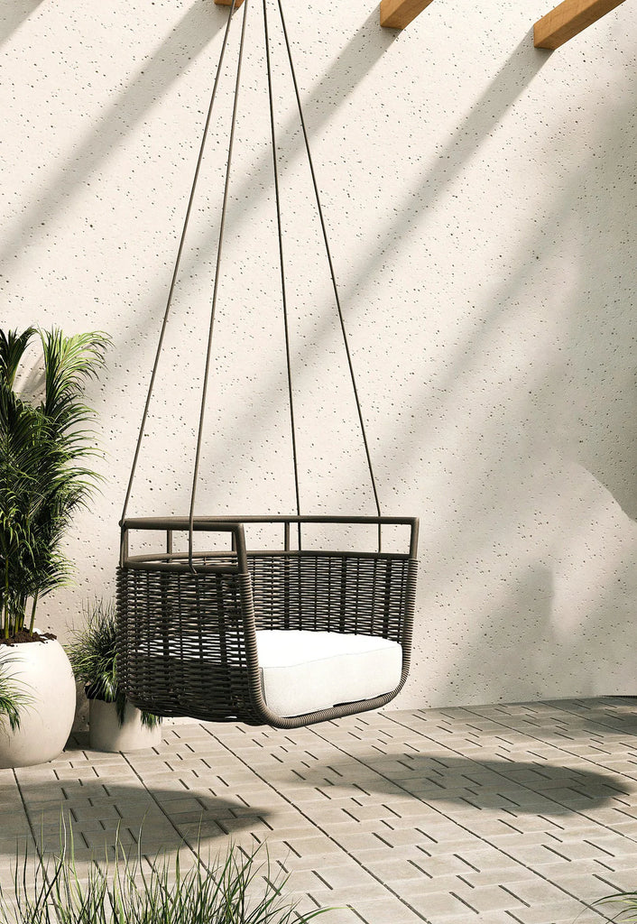 VIRASAT FURNITURE SINGLE SEATER HANGING SWING WITHOUT STAND FOR BALCONY & GARDEN SWING (BLACK)
