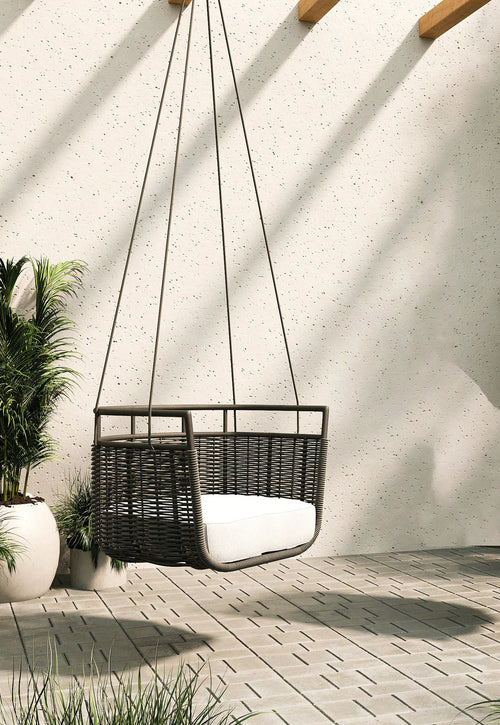 VIRASAT FURNITURE PETRA SINGLE SEATER HANGING SWING WITHOUT STAND FOR BALCONY & GARDEN SWING (BLACK)