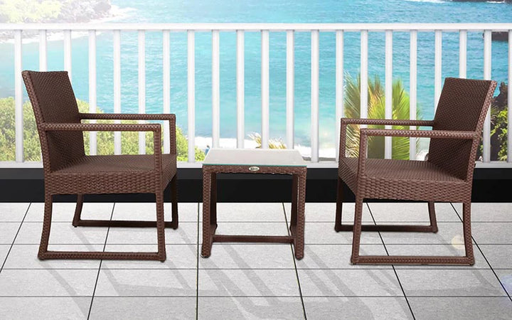 Virasat Binny Outdoor Patio Seating Set 2 Chairs and 1 Table Set (Brown)