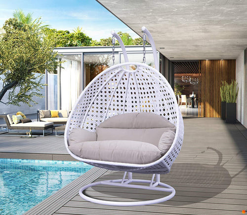 Virasat Double Seater Hanging Swing With Stand For Balcony, Garden Swing (White)-VIRASAT FURNITURE & FURNISHING