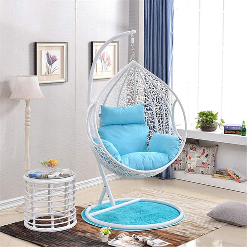 Virasat Single Seater Hanging Swing With Stand For Balcony, Garden Swing (White)-VIRASAT FURNITURE & FURNISHING