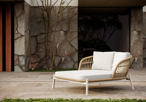 Virasat Outdoor Poolside Sunbed With Cushion Daybed Braided & Rope-VIRASAT FURNITURE & FURNISHING