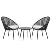 VIRASAT FURNITURE VOLTA OUTDOOR PATIO SEATING SET 2 CHAIRS AND 1 TABLE SET (BLACK) BRAIDED & ROPE