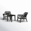 VIRASAT FURNITURE ELICIA OUTDOOR PATIO SEATING SET 2 CHAIRS AND 1 TABLE SET (BLACK) BRAIDED & ROPE
