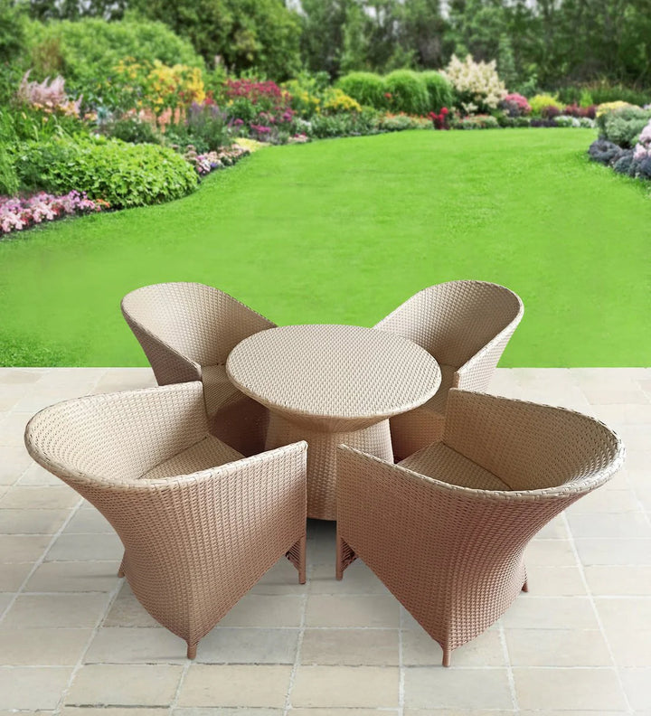 Virasat Vava Outdoor Patio Seating Set 4 Chairs and 1 Table Set (Cream)