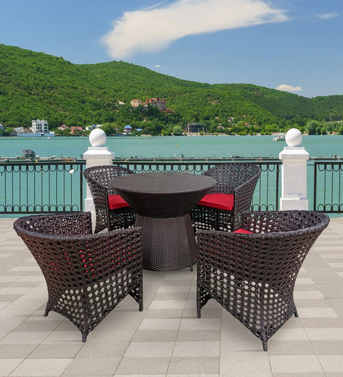 Virasat Outdoor Patio Seating Set 4 Chairs and 1 Table Set (Brown)-VIRASAT FURNITURE & FURNISHING