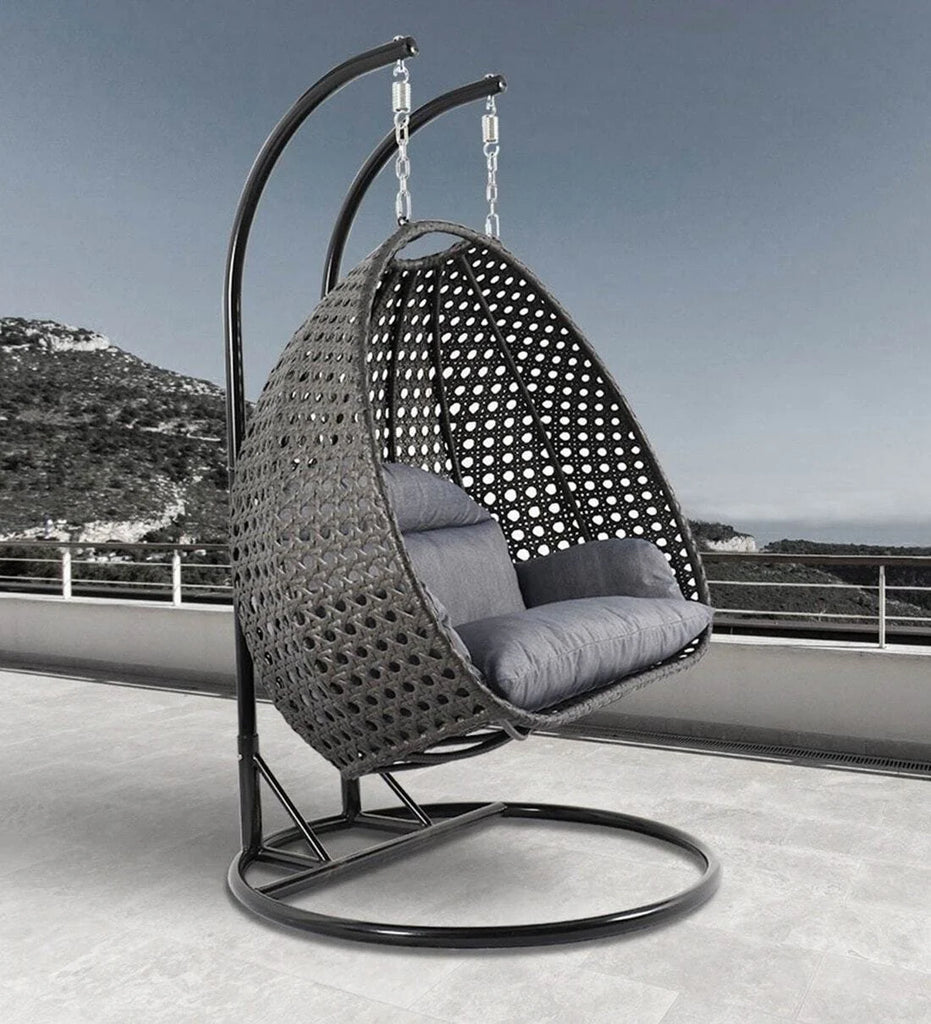 Virasat Double Seater Hanging Swing With Stand For Balcony, Garden Swing (Black)-VIRASAT FURNITURE & FURNISHING