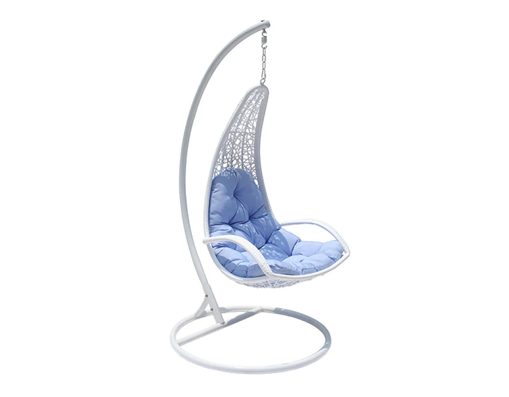Virasat Single Seater Hanging Swing With Stand For Balcony, Garden Swing (White)-VIRASAT FURNITURE & FURNISHING