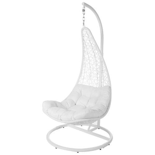 Virasat Single Seater Hanging Swing With Stand For Balcony , Garden Swing (White)-VIRASAT FURNITURE & FURNISHING