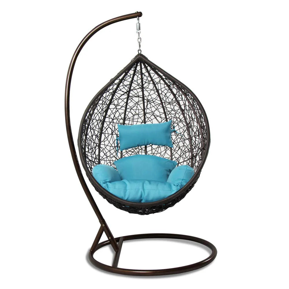 Virasat Celestino Single Seater Hanging Swing With Stand For Balcony , Garden Swing (Black)