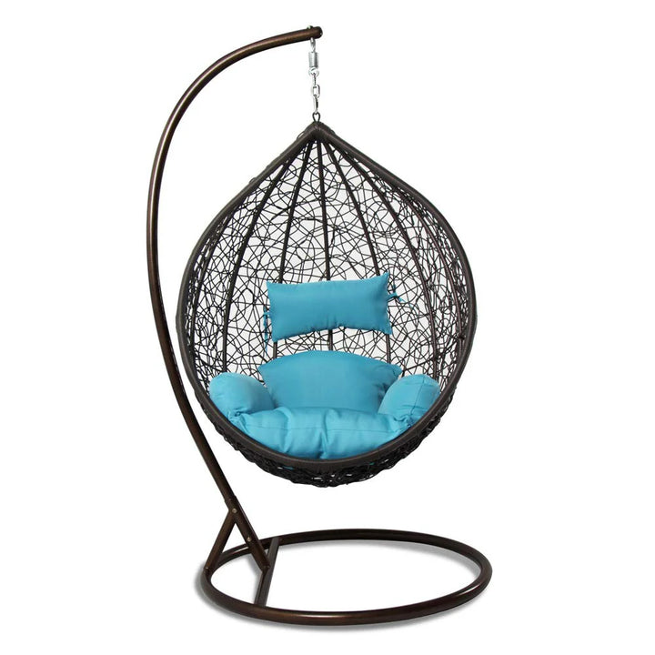 Virasat Celestino Single Seater Hanging Swing With Stand For Balcony , Garden Swing (Black)