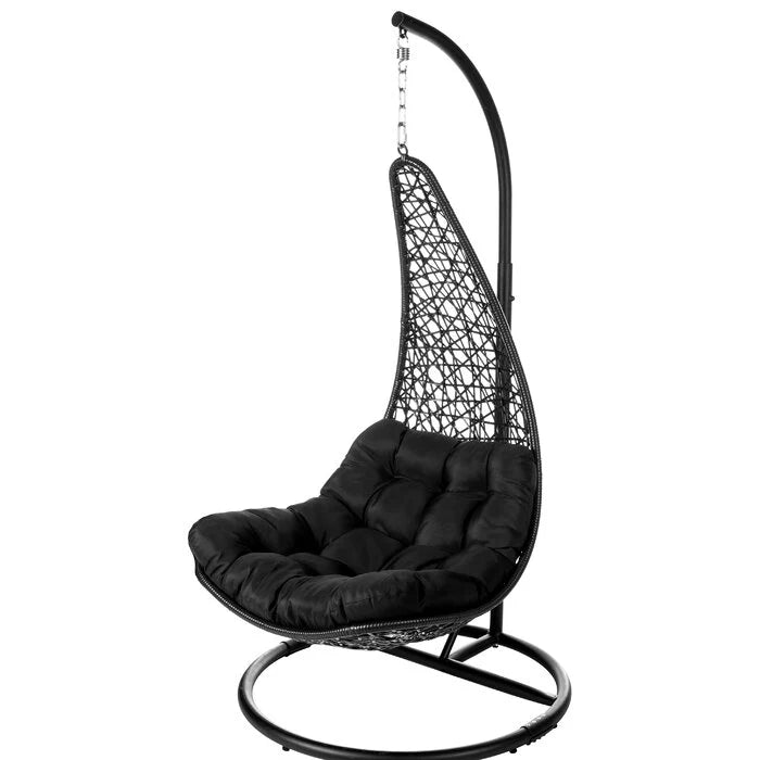 Virasat Kasa Single Seater Hanging Swing With Stand For Balcony , Garden (Black)